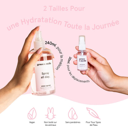 Brume Visage Hydratante à l'Eau de Rose - Formule Végan pour un Teint Éclatant