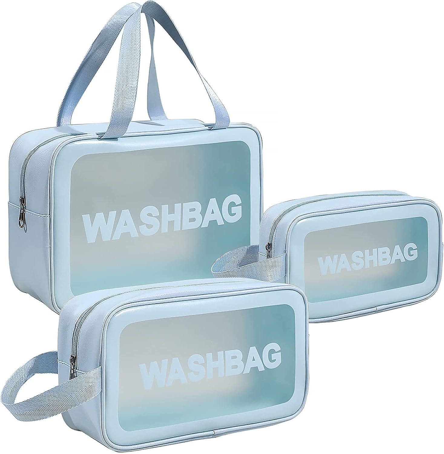 Trousse De Toilette Transparente Femme Trousse De Maquillage Voyage, Set Trousse De Toilette Impermeable (Bleu)