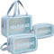 Trousse De Toilette Transparente Femme Trousse De Maquillage Voyage, Set Trousse De Toilette Impermeable (Bleu)