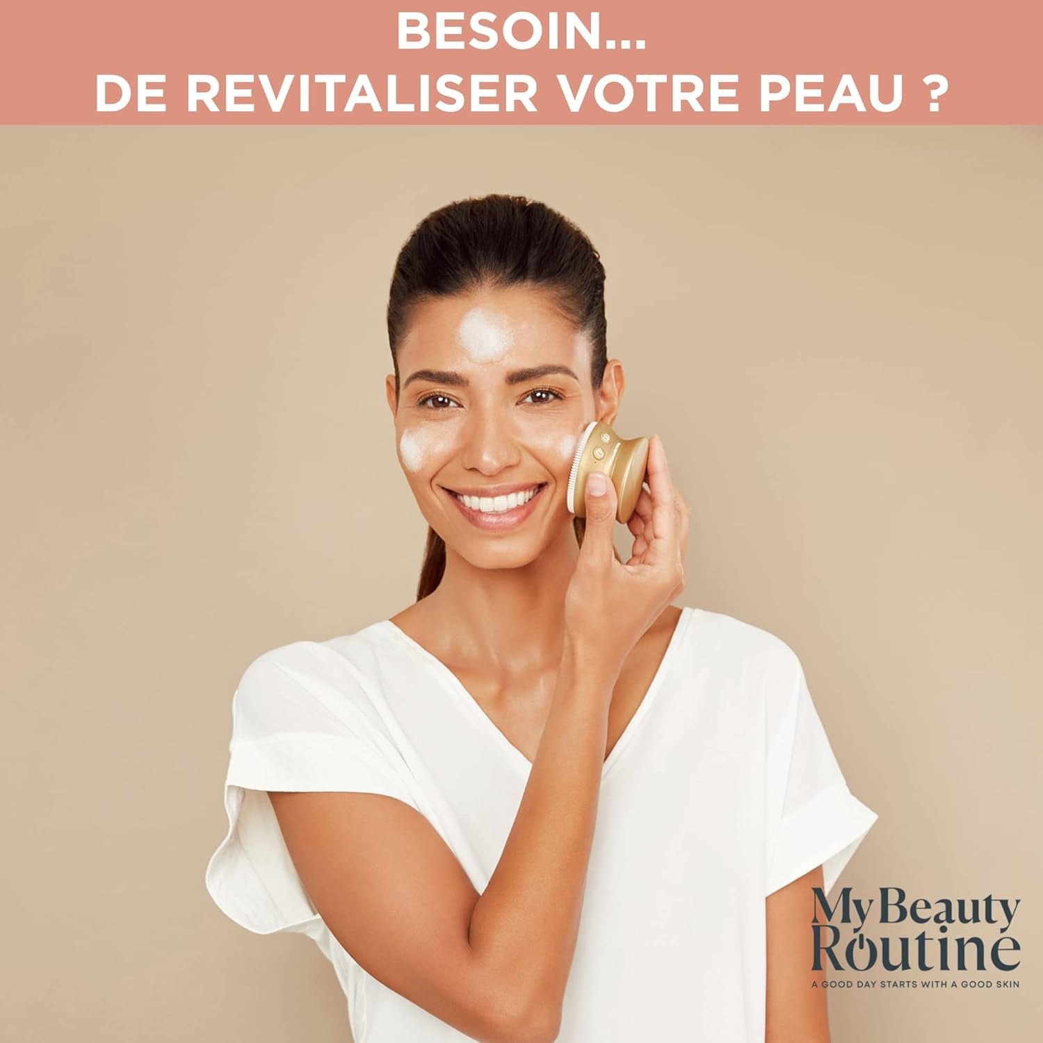 Skin Duo - Appareil Innovant 2-en-1 pour un Nettoyage Profond et un Soin Revitalisant du Visage et du Cou avec Vibration et Chaleur