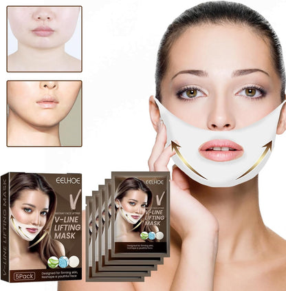 Masque V-Lifting Raffermissant – Sculpte et Redéfinit Votre Visage pour un Effet Anti-Rides et Réduction du Double Menton (5 Pièces)