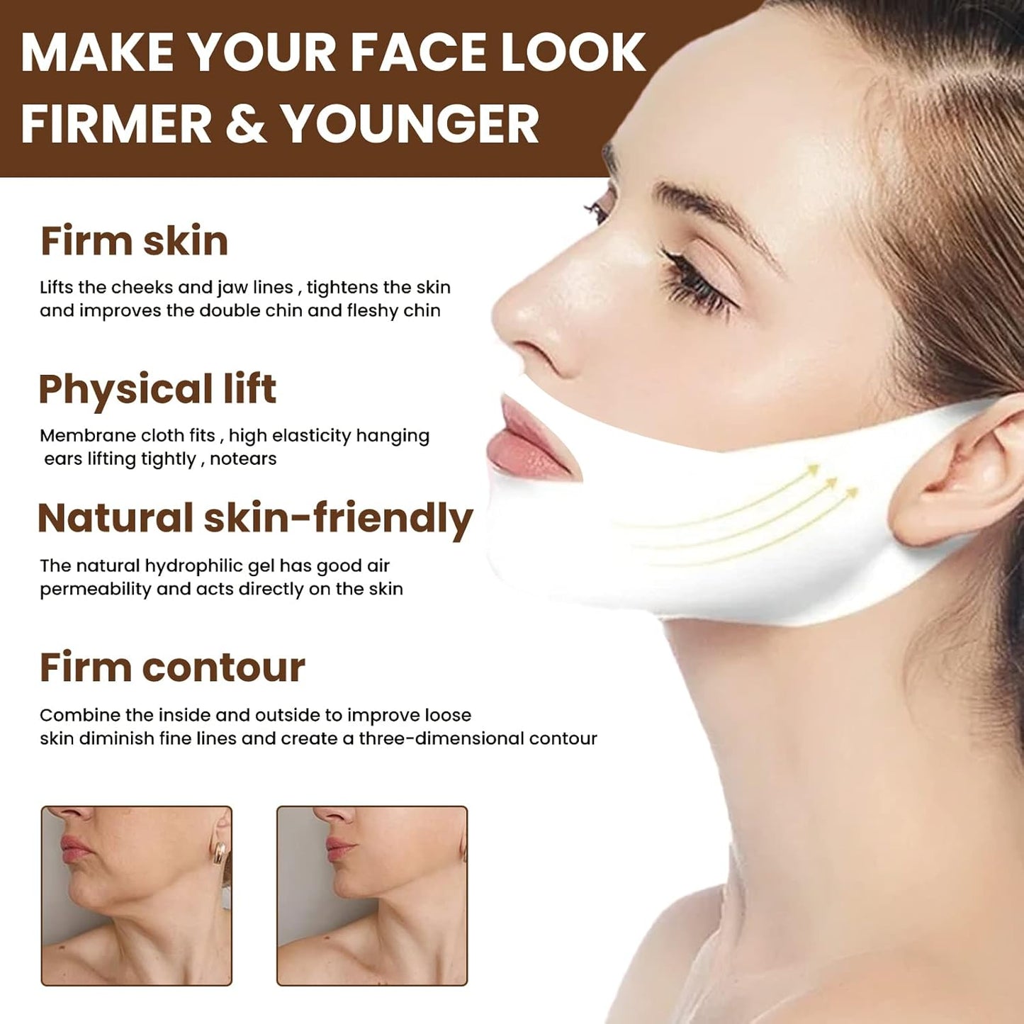 Masque V-Lifting Raffermissant – Sculpte et Redéfinit Votre Visage pour un Effet Anti-Rides et Réduction du Double Menton (5 Pièces)