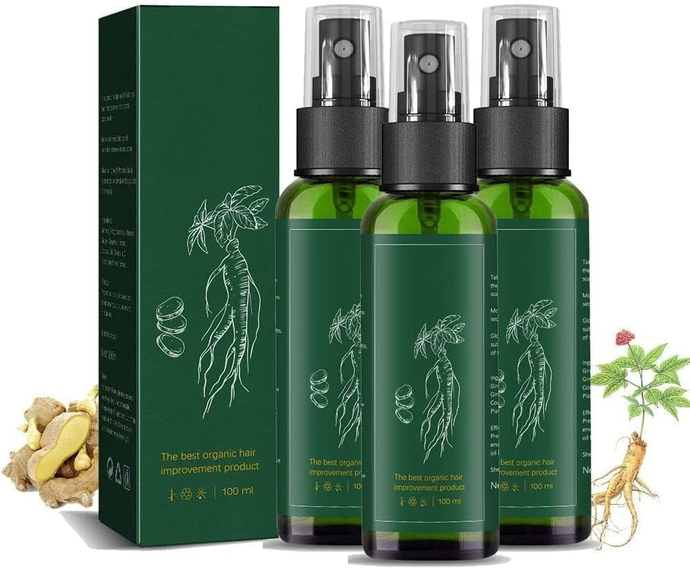 KORTIN Lot De 3 Sprays De Régénération Pour Cheveux Au Ginseng Coréen, Sérum De Repousse Des Cheveux Au Gingembre