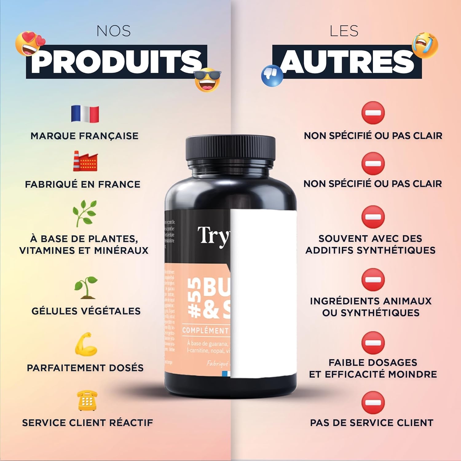 TRYVITE BURN&SLIM - Brûleur de Graisse et Coupe-Faim Naturel | 90 Gélules pour un Métabolisme Optimisé