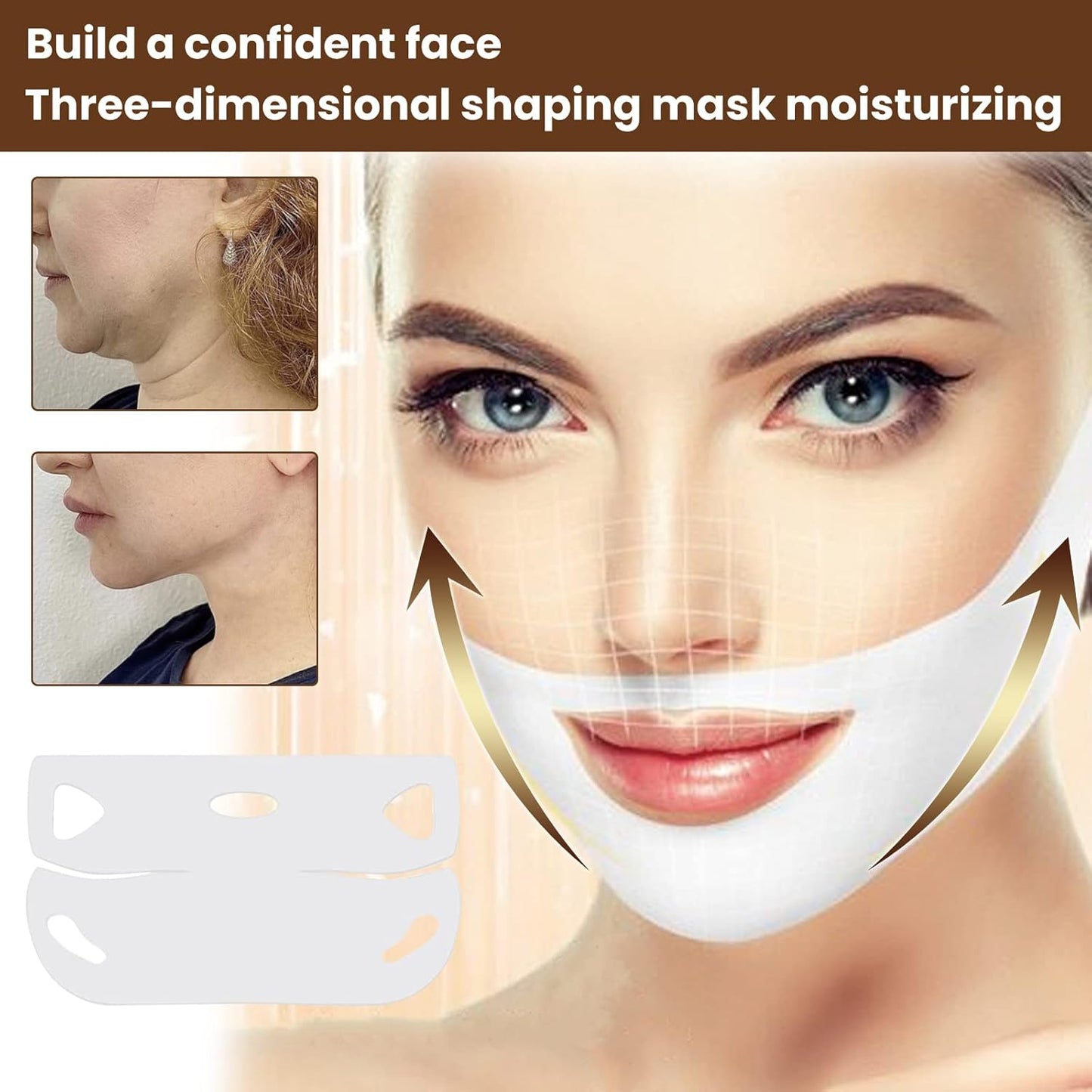 Masque V-Lifting Raffermissant – Sculpte et Redéfinit Votre Visage pour un Effet Anti-Rides et Réduction du Double Menton (5 Pièces)