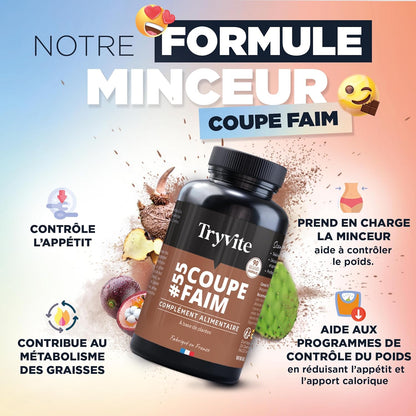 TRYVITE Konjac Coupe-Faim - Solution Naturelle pour une Perte de Poids Rapide et Efficace | 90 Gélules Minceur Fabriquées en France