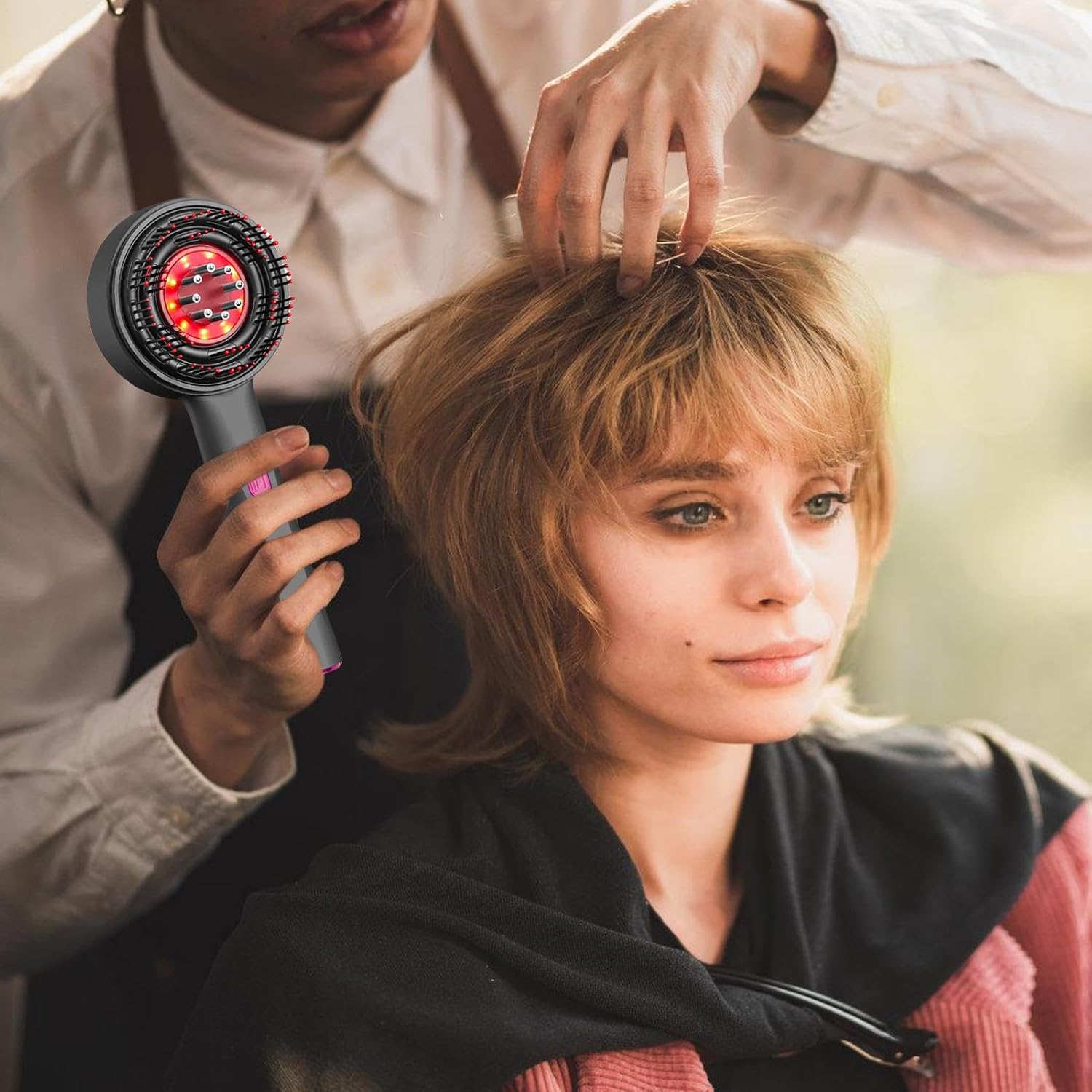 Masseur Électrique de Cuir Chevelu & Peigne Innovant pour Croissance Capillaire | Stimulation et Application d'Huiles Essentielles