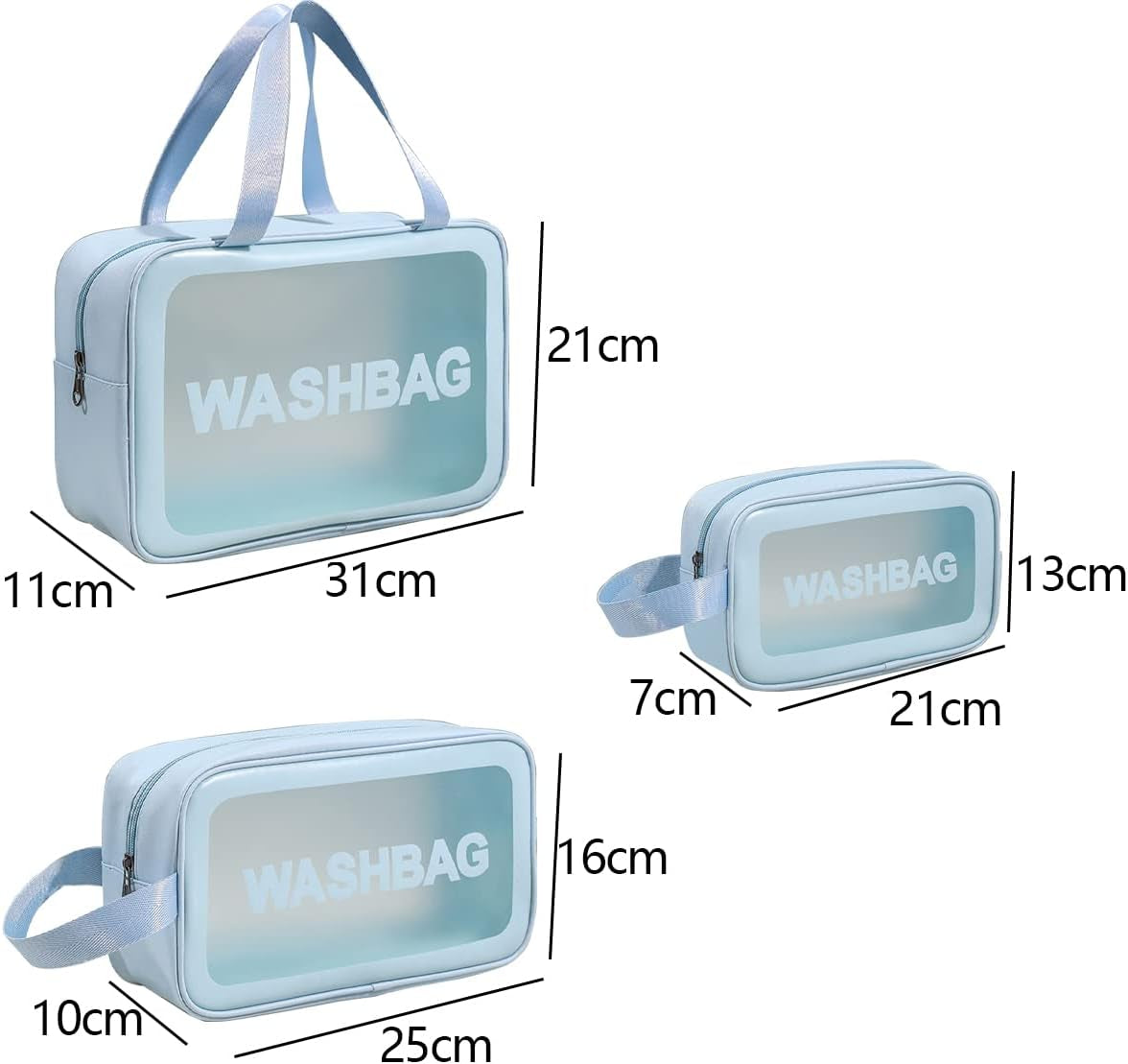 Trousse De Toilette Transparente Femme Trousse De Maquillage Voyage, Set Trousse De Toilette Impermeable (Bleu)