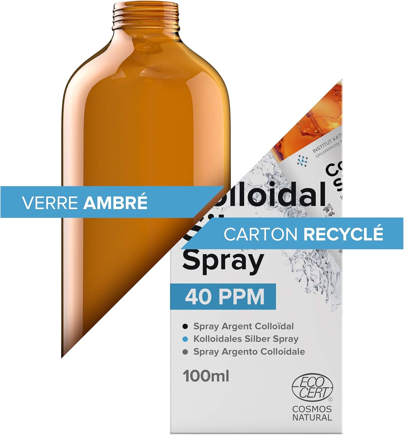 Spray Argent Colloïdal 100 ml - 100% Naturel 40 PPM - Concentration Supérieure avec Particules Réduites - Fabriqué en France - Certifié par 3 Laboratoires - ®