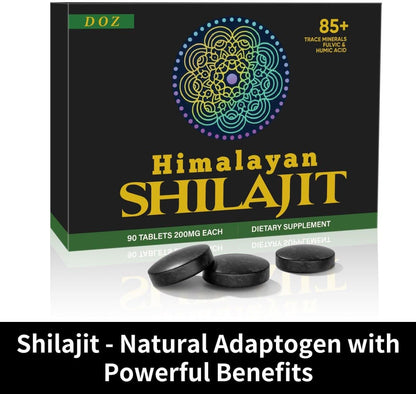 DOZ Himalayan Shilajit Supplement – Elevate Your Health with Pure Vitality | 90 Tablets of 200mg