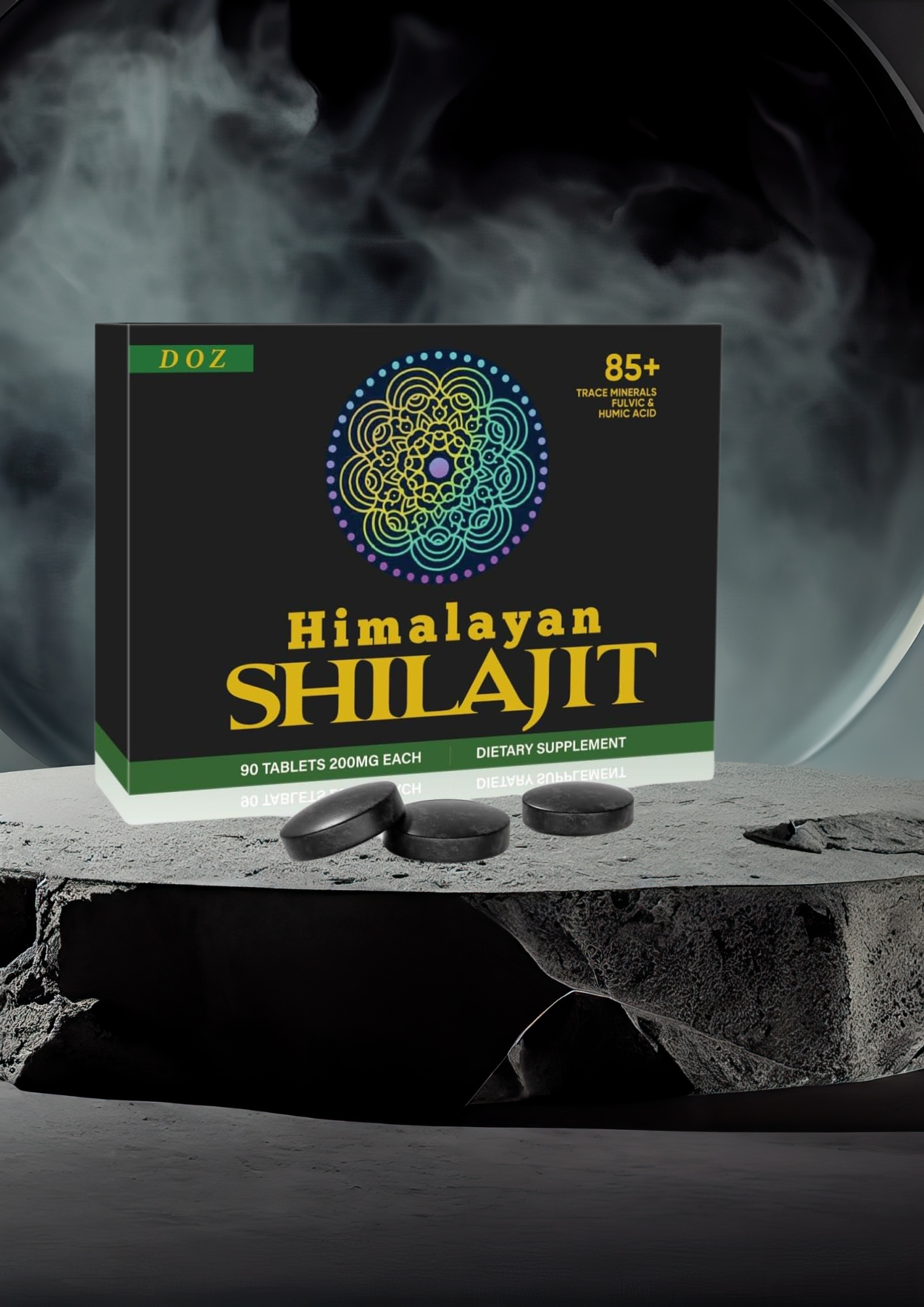 DOZ Himalayan Shilajit Supplement – Elevate Your Health with Pure Vitality | 90 Tablets of 200mg