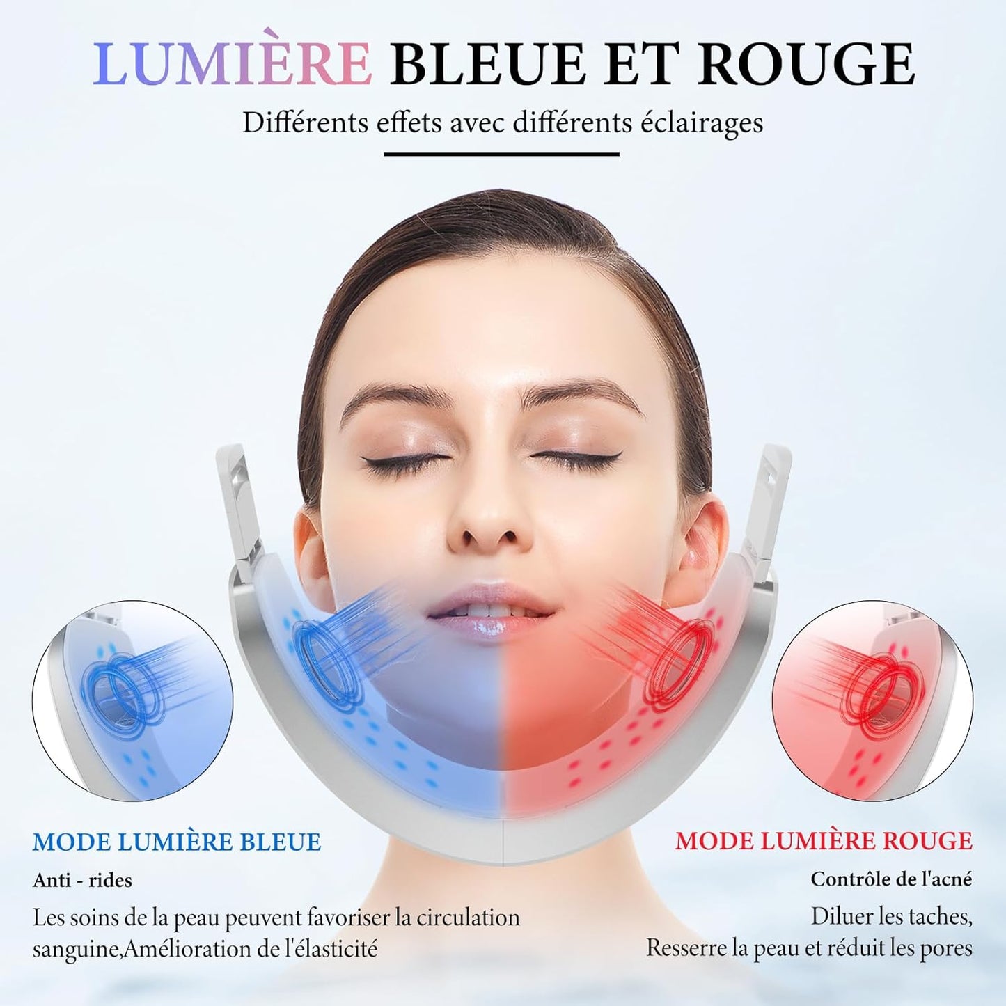 Wonder Forge Appareil de Levage Visage – Massage EMS 6 Modes avec Lumière Rouge et Bleue + Télécommande