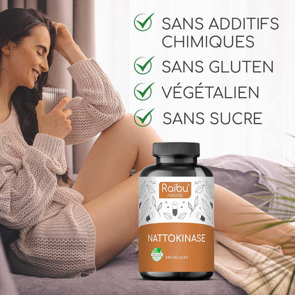 Nattokinase 100 mg (20 000 FU) - Formule Vegan Haute Puissance avec 240 Gélules Sans Additifs pour un Soutien Optimal de la Santé