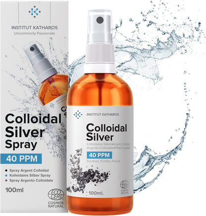 Spray Argent Colloïdal 100 ml - 100% Naturel 40 PPM - Concentration Supérieure avec Particules Réduites - Fabriqué en France - Certifié par 3 Laboratoires - ®