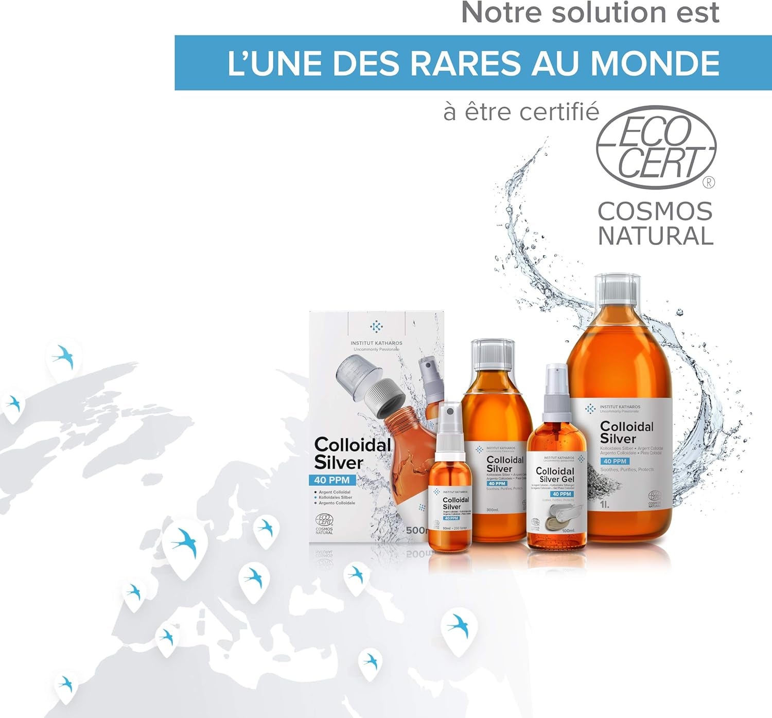 Spray Argent Colloïdal 100 ml - 100% Naturel 40 PPM - Concentration Supérieure avec Particules Réduites - Fabriqué en France - Certifié par 3 Laboratoires - ®