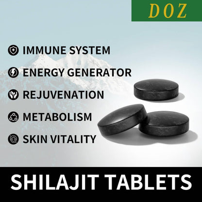 DOZ Himalayan Shilajit Supplement – Elevate Your Health with Pure Vitality | 90 Tablets of 200mg