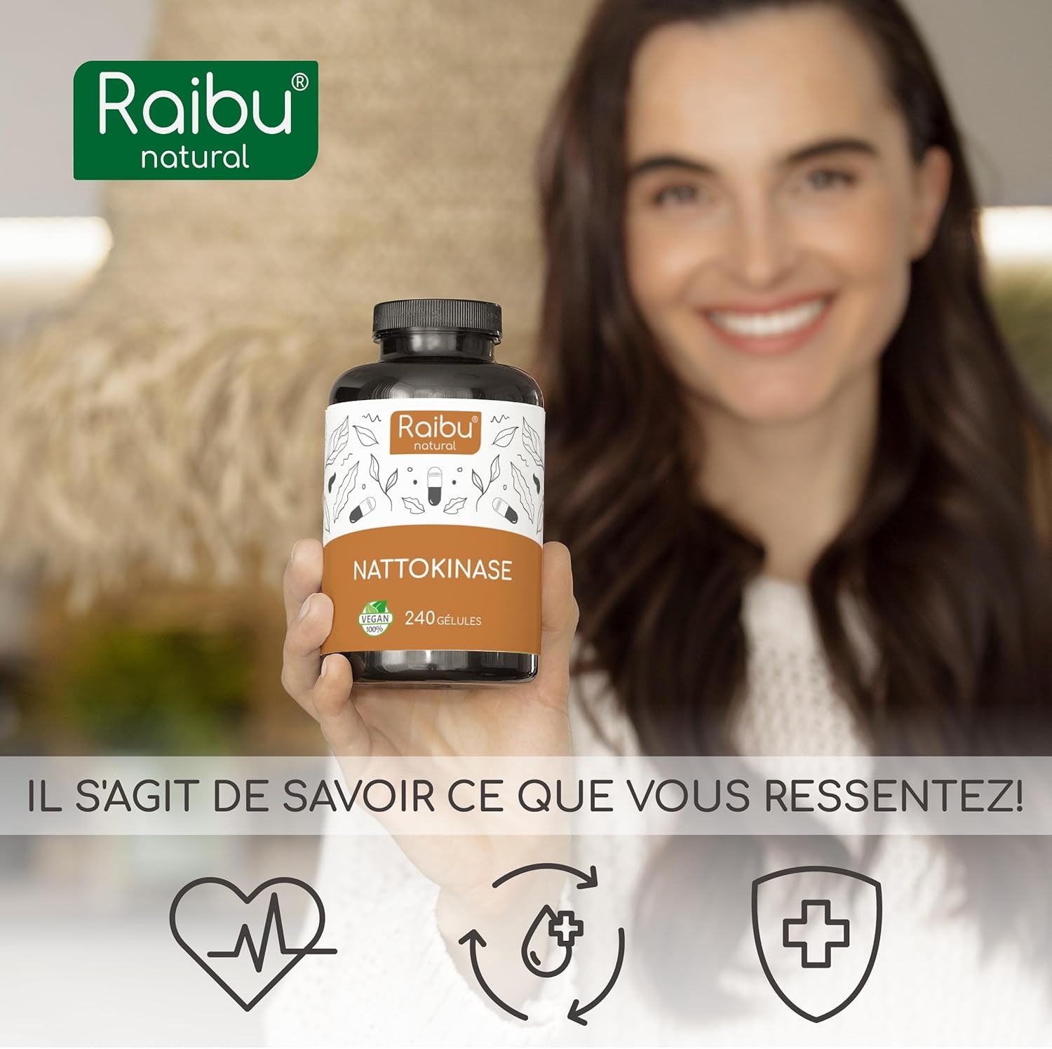 Nattokinase 100 mg (20 000 FU) - Formule Vegan Haute Puissance avec 240 Gélules Sans Additifs pour un Soutien Optimal de la Santé