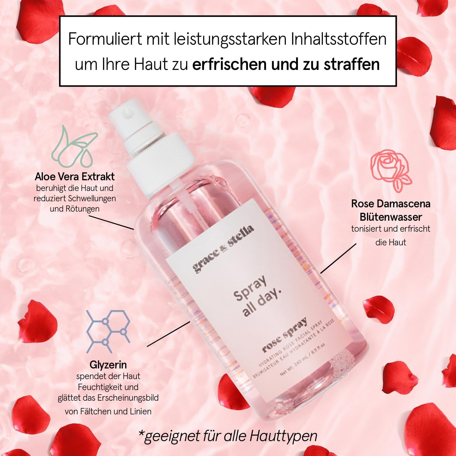 Brume Visage Hydratante à l'Eau de Rose - Formule Végan pour un Teint Éclatant