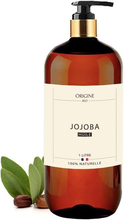 Huile de Jojoba 100% Pure - Soin Naturel Hydratant pour Peau et Cheveux - 1L