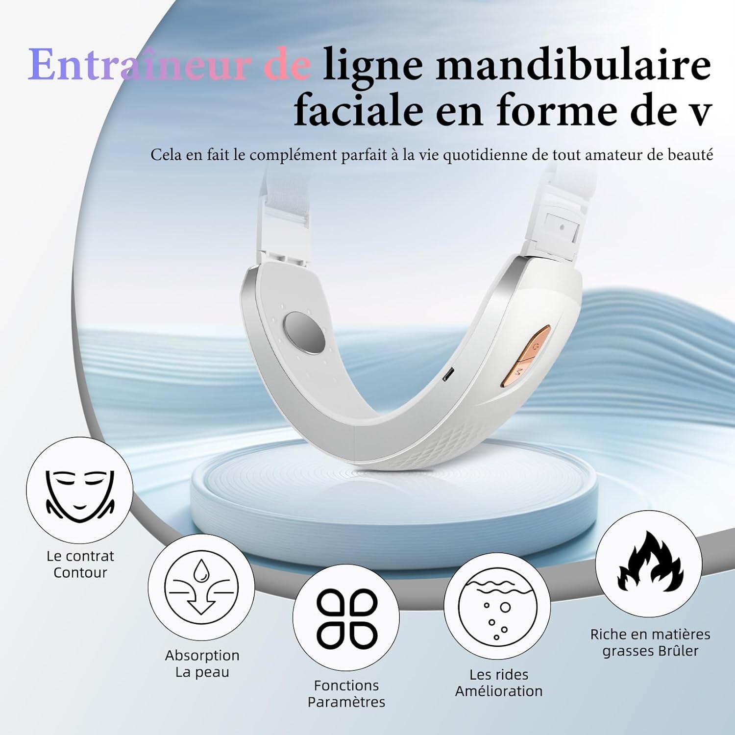 Wonder Forge Appareil de Levage Visage – Massage EMS 6 Modes avec Lumière Rouge et Bleue + Télécommande